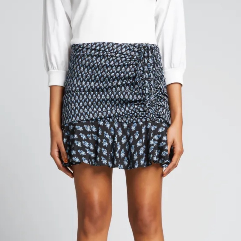 Veronica Beard Violet Floral Mini Skirt Black Multi Size 4